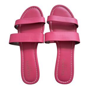 Talbots Shoes Sandals Women's 8 Bubble Gum Pink Flat Two‎ Straps Slip On Summer